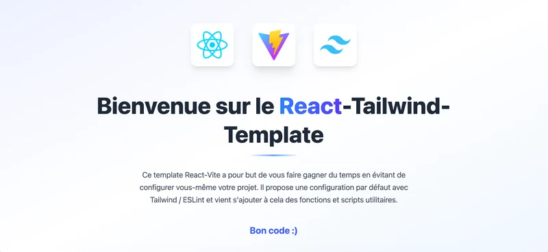 Capture d'écran du projet React Template